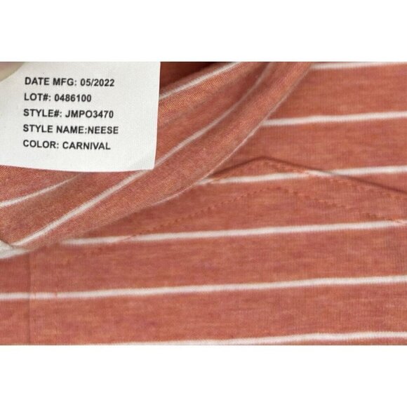 johnnie-O The Original Polo Mens XL Neese Stripe Carnival Peach Casual Preppy - Picture 12 of 14